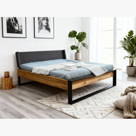 Eichenbett mit Metallfüßen 180 x 200 cm