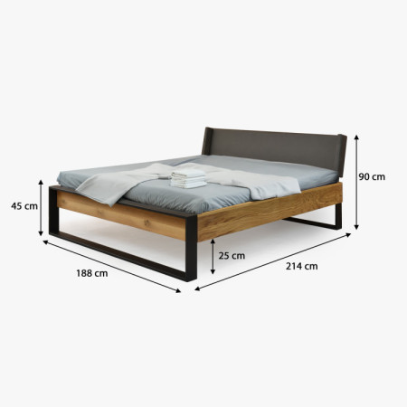 Eichenbett mit Metallfüßen 180 x 200 cm