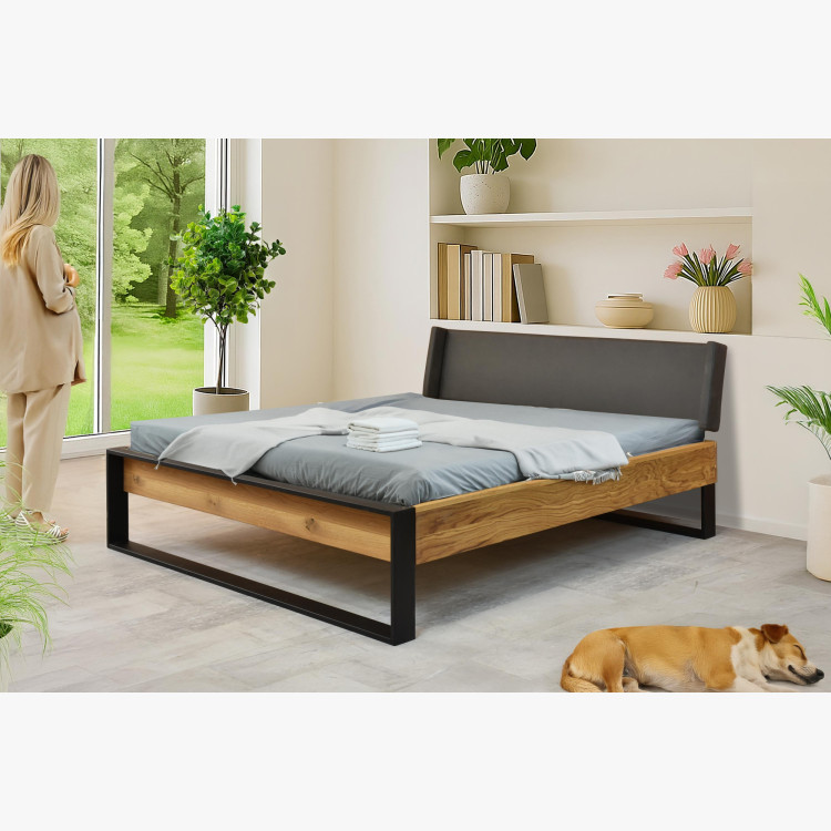 Eichenbett mit Metallfüßen 180 x 200 cm