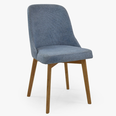 Elegante Esszimmerstühle in blauem Stoff und Eichenbeinen
