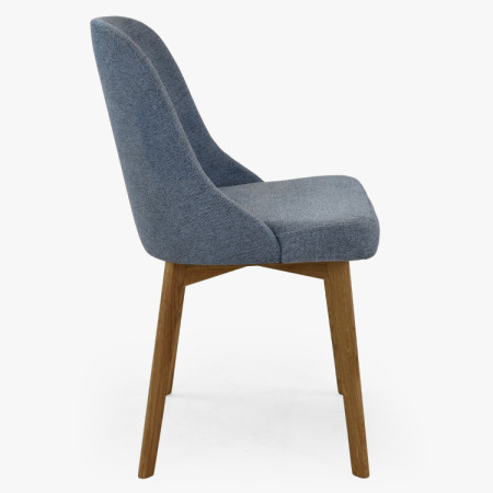 Elegante Esszimmerstühle in blauem Stoff und Eichenbeinen