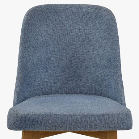 Elegante Esszimmerstühle in blauem Stoff und Eichenbeinen