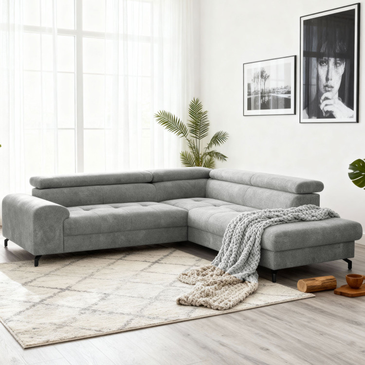 Rücksitzgarnitur mit Schlaf- und Stauraumfunktion - Rechts, Platinfarbe