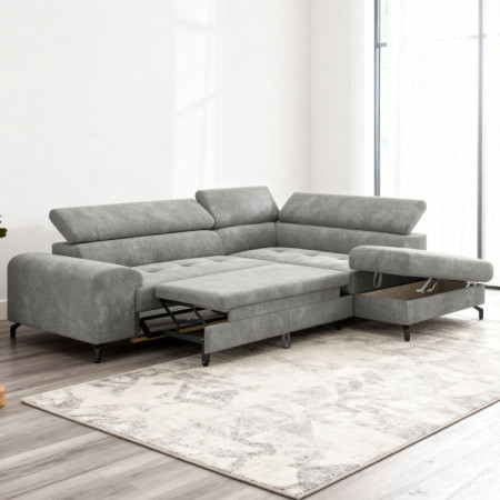 Rücksitzgarnitur mit Schlaf- und Stauraumfunktion - Rechts, Platinfarbe