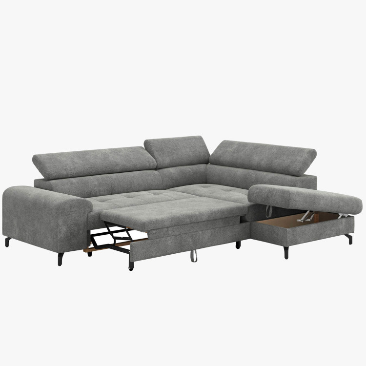 Rücksitzgarnitur mit Schlaf- und Stauraumfunktion - Rechts, Platinfarbe