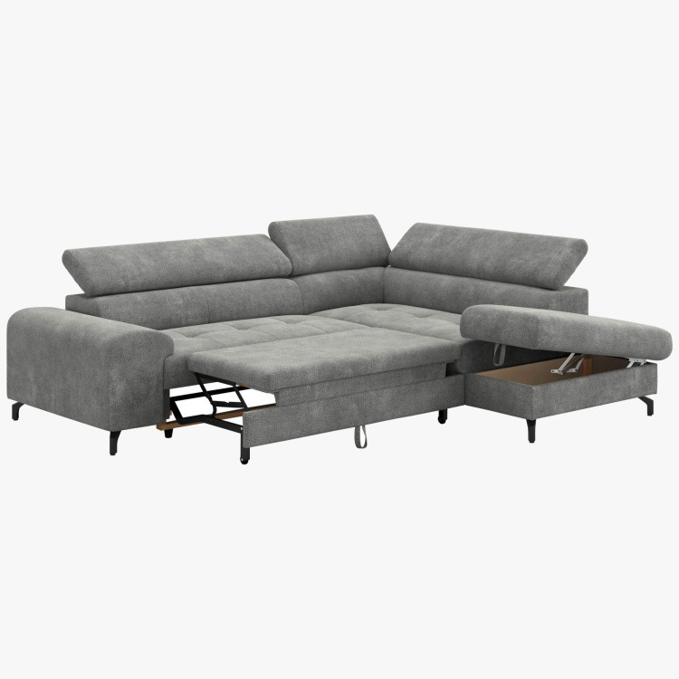 Rücksitzgarnitur mit Schlaf- und Stauraumfunktion - Rechts, Platinfarbe