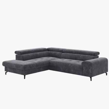 R Eckcouch mit Schlaffunktion und Stauraum - Links, Farbe Coal
