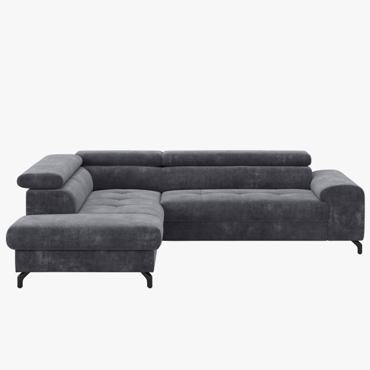 R Eckcouch mit Schlaffunktion und Stauraum - Links, Farbe Coal