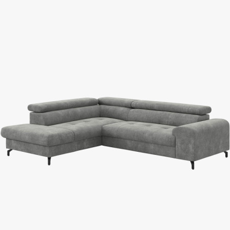 Réckige Eckcouch mit Schlaf- und Stauraumfunktion - Links, platinfarbig