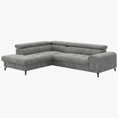 Réckige Eckcouch mit Schlaf- und Stauraumfunktion - Links, platinfarbig