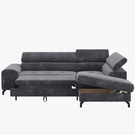 Récksofa mit Schlaffunktion und Stauraum - Rechts, Farbe Coal