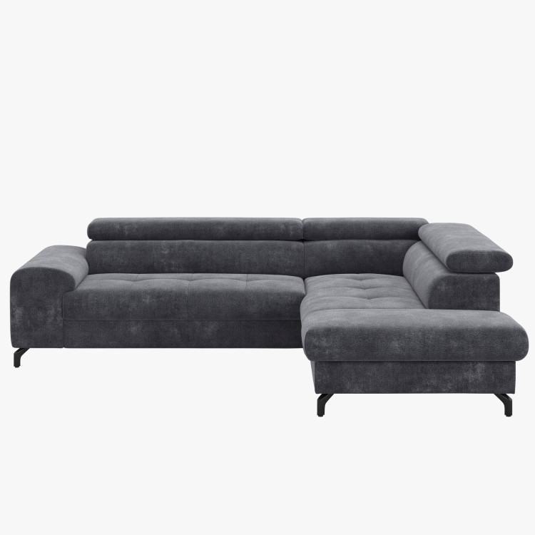 Récksofa mit Schlaffunktion und Stauraum - Rechts, Farbe Coal