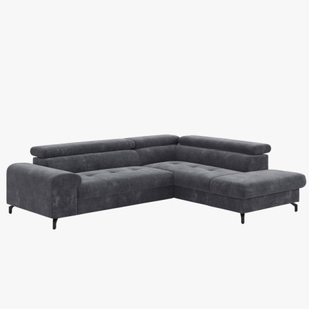 Récksofa mit Schlaffunktion und Stauraum - Rechts, Farbe Coal