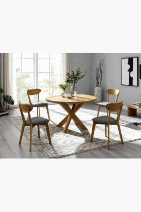 Jídelní set Holger & Helsinki – massiver Eichenholz-Tisch und skandinavische Stühle 2