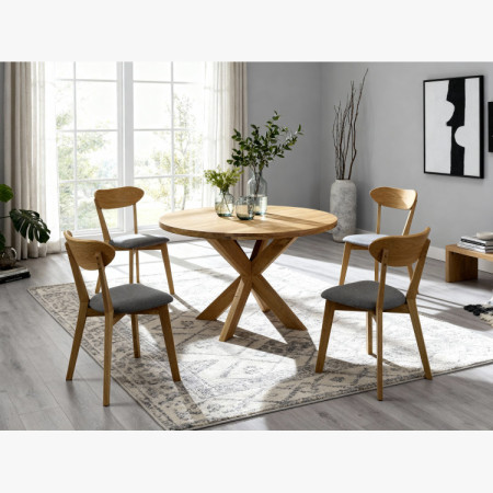 Jídelní set Holger & Helsinki – massiver Eichenholz-Tisch und skandinavische Stühle