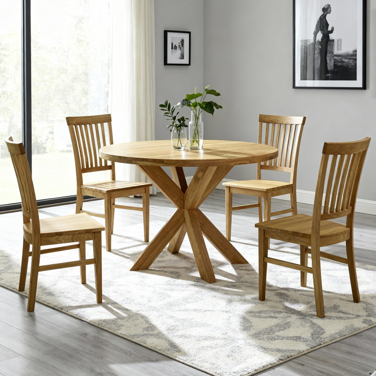 Jídelní set Holger & Rain – massiver Eichenholz-Tisch und robuste Stühle