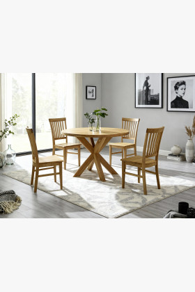 Jídelní set Holger & Rain – massiver Eichenholz-Tisch und robuste Stühle 2