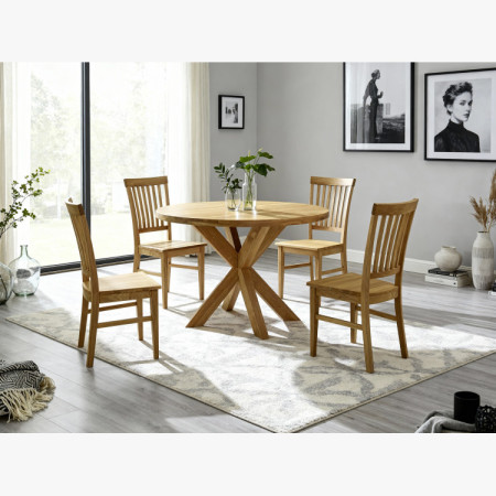 Jídelní set Holger & Rain – massiver Eichenholz-Tisch und robuste Stühle
