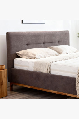 Stoffbett auf Beinen mit Staubox 160, braun Mercur 2