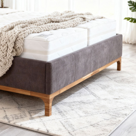 Stoffbett auf Beinen mit Staubox 160, braun Mercur