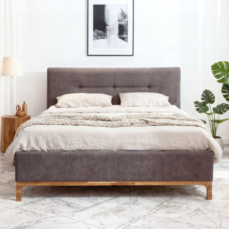 Stoffbett auf Beinen mit Staubox 160, braun Mercur