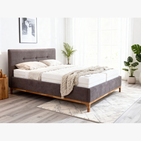 Stoffbett auf Beinen mit Staubox 160, braun Mercur