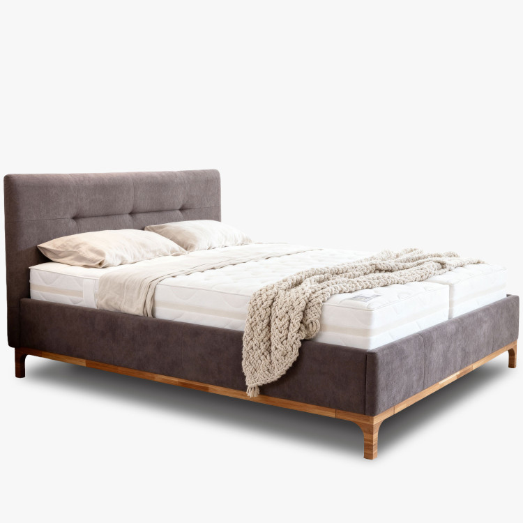 Stoffbett auf Beinen mit Staubox 160, braun Mercur