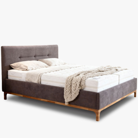 Stoffbett auf Beinen mit Staubox 160, braun Mercur