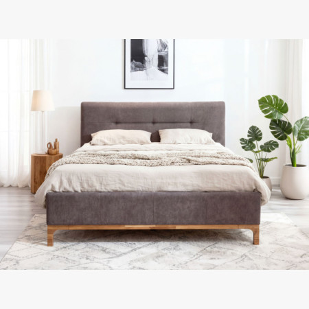 Stoffbett auf Beinen mit Staubox 160, braun Mercur