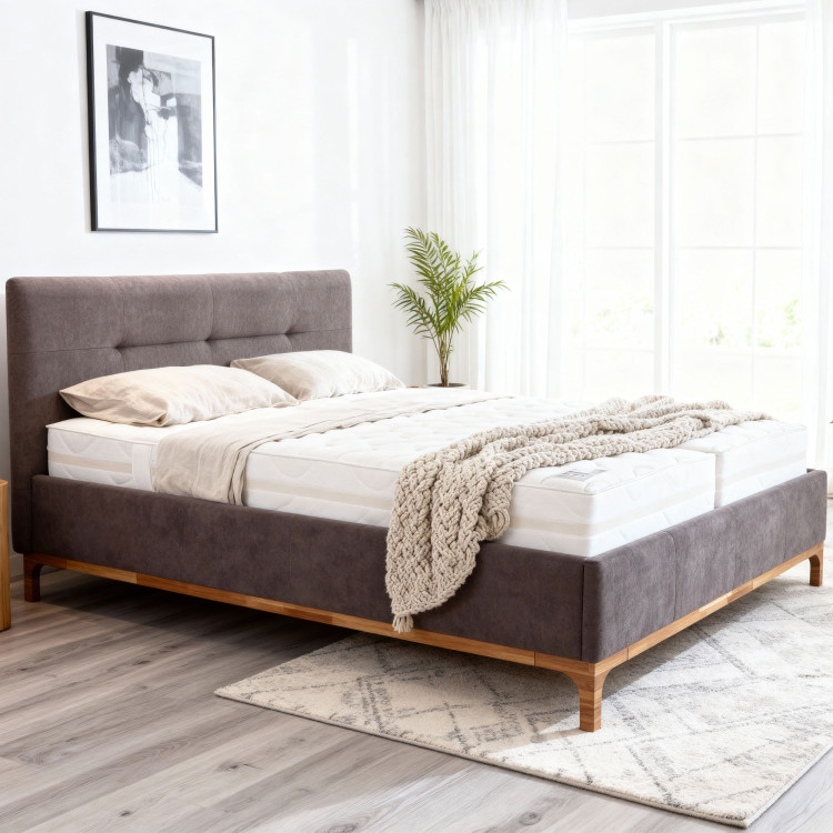 Stoffbett auf Beinen mit Stauraum 180, braun Mercur