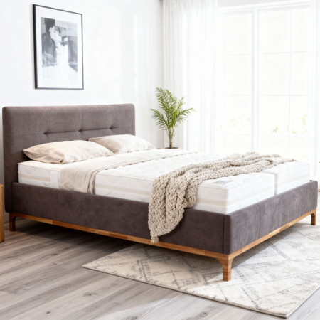 Stoffbett auf Beinen mit Stauraum 180, braun Mercur