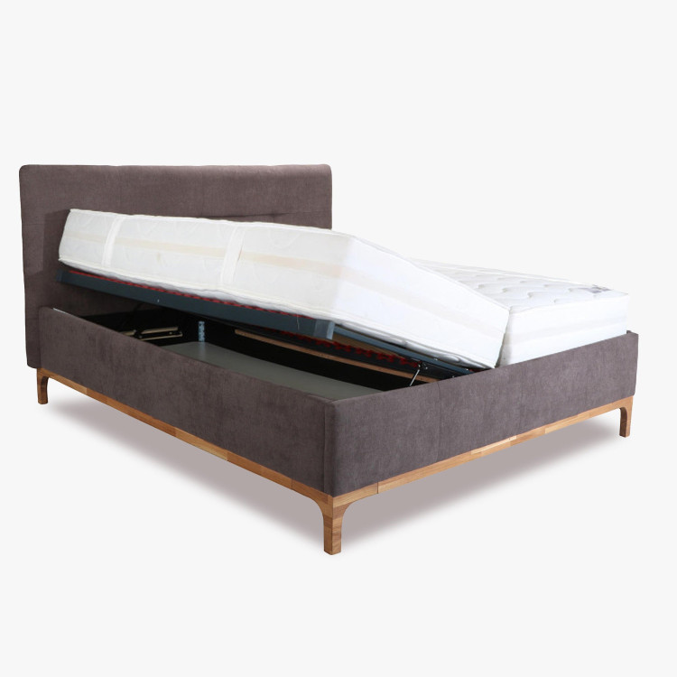 Stoffbett auf Beinen mit Stauraum 180, braun Mercur