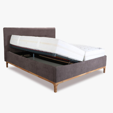 Stoffbett auf Beinen mit Stauraum 180, braun Mercur