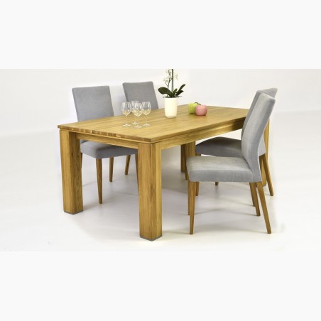 Šedá stolička a stôl Madrid z masívneho dubového dreva