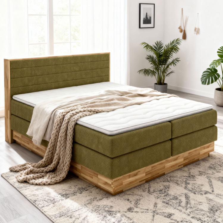 Postbett Boxspring mit Stauraum, Moneta 160 grün