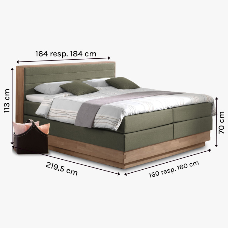 Postbett Boxspring mit Stauraum, Moneta 160 grün