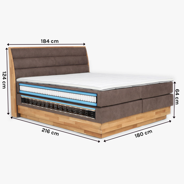 Postele Boxspring mit Stauraum, Marisa 180 braun