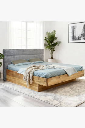Holzbett Eiche 180x200 cm mit Stauraum naturbelassen
