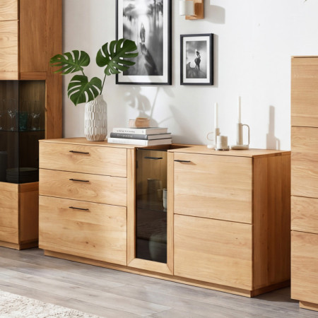 Dubová Kommode 191 cm breit mit Glas und Türen