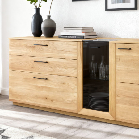 Dubová Kommode 191 cm breit mit Glas und Türen