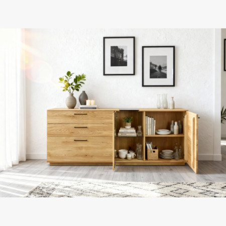Dubová Kommode 191 cm breit mit Glas und Türen