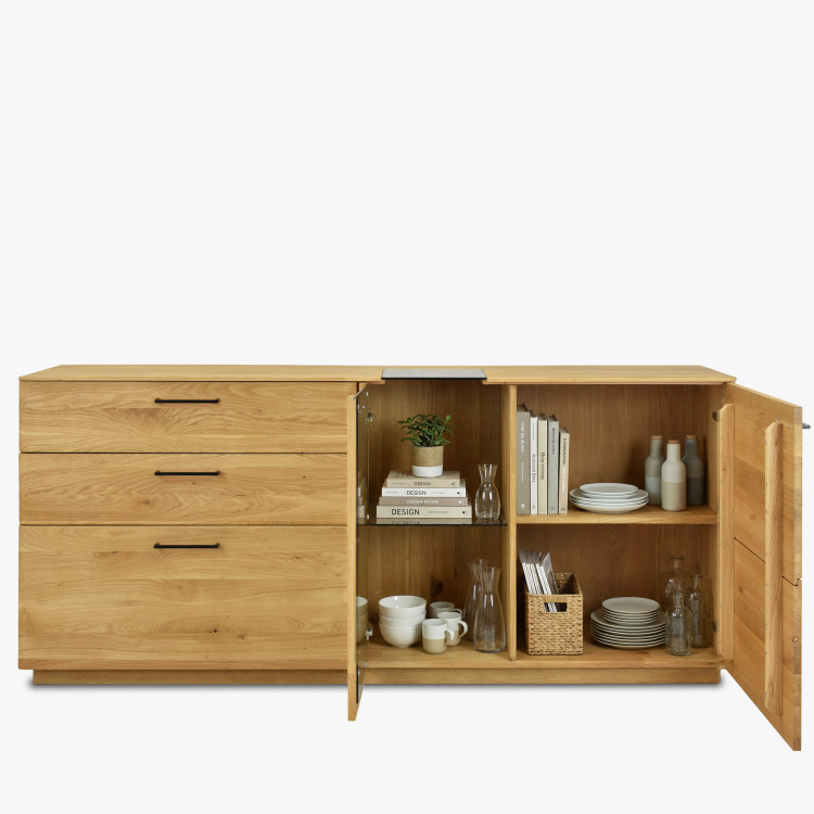 Dubová Kommode 191 cm breit mit Glas und Türen