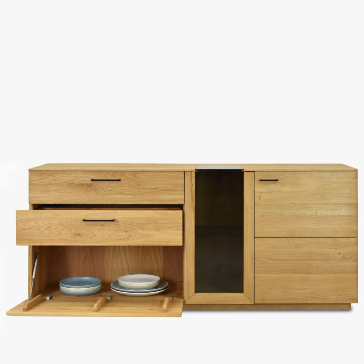 Dubová Kommode 191 cm breit mit Glas und Türen