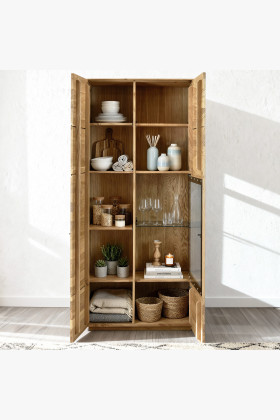 Hohe zweitürige Eichenvitrine 2