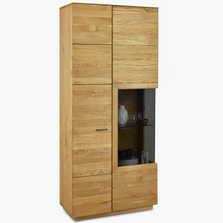 Hohe zweitürige Eichenvitrine