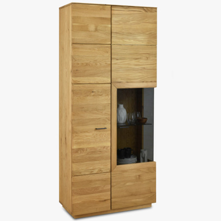 Hohe zweitürige Eichenvitrine