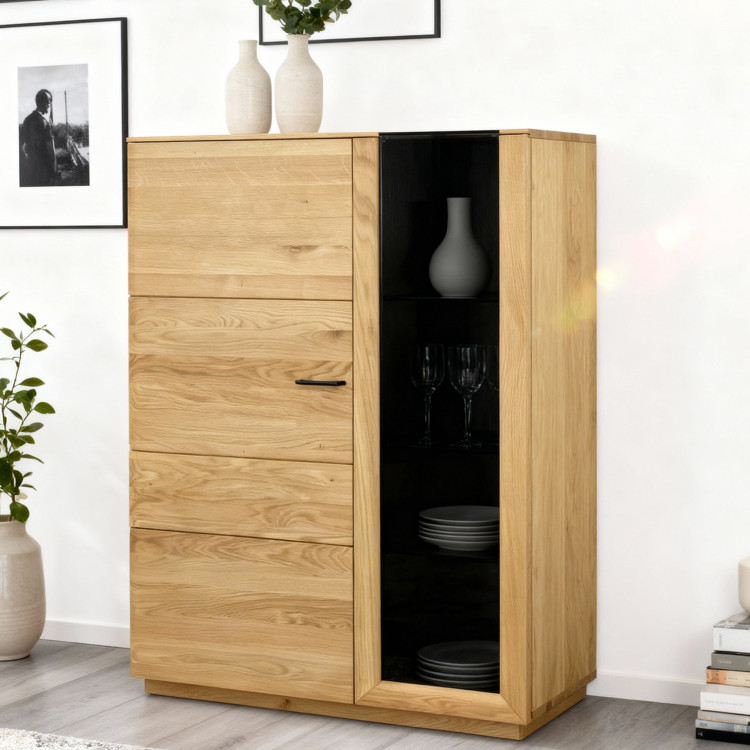 Zweiturige Eichenvitrine mit Glastüren