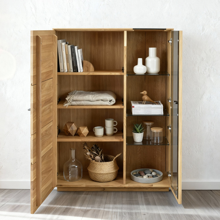 Zweiturige Eichenvitrine mit Glastüren