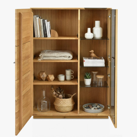 Zweiturige Eichenvitrine mit Glastüren