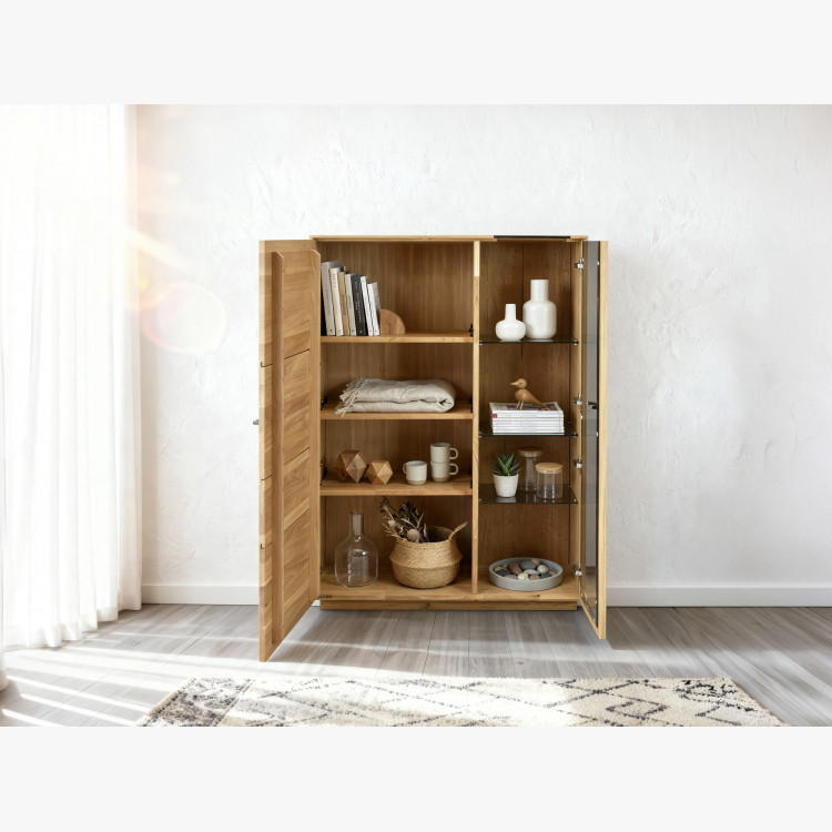 Zweiturige Eichenvitrine mit Glastüren